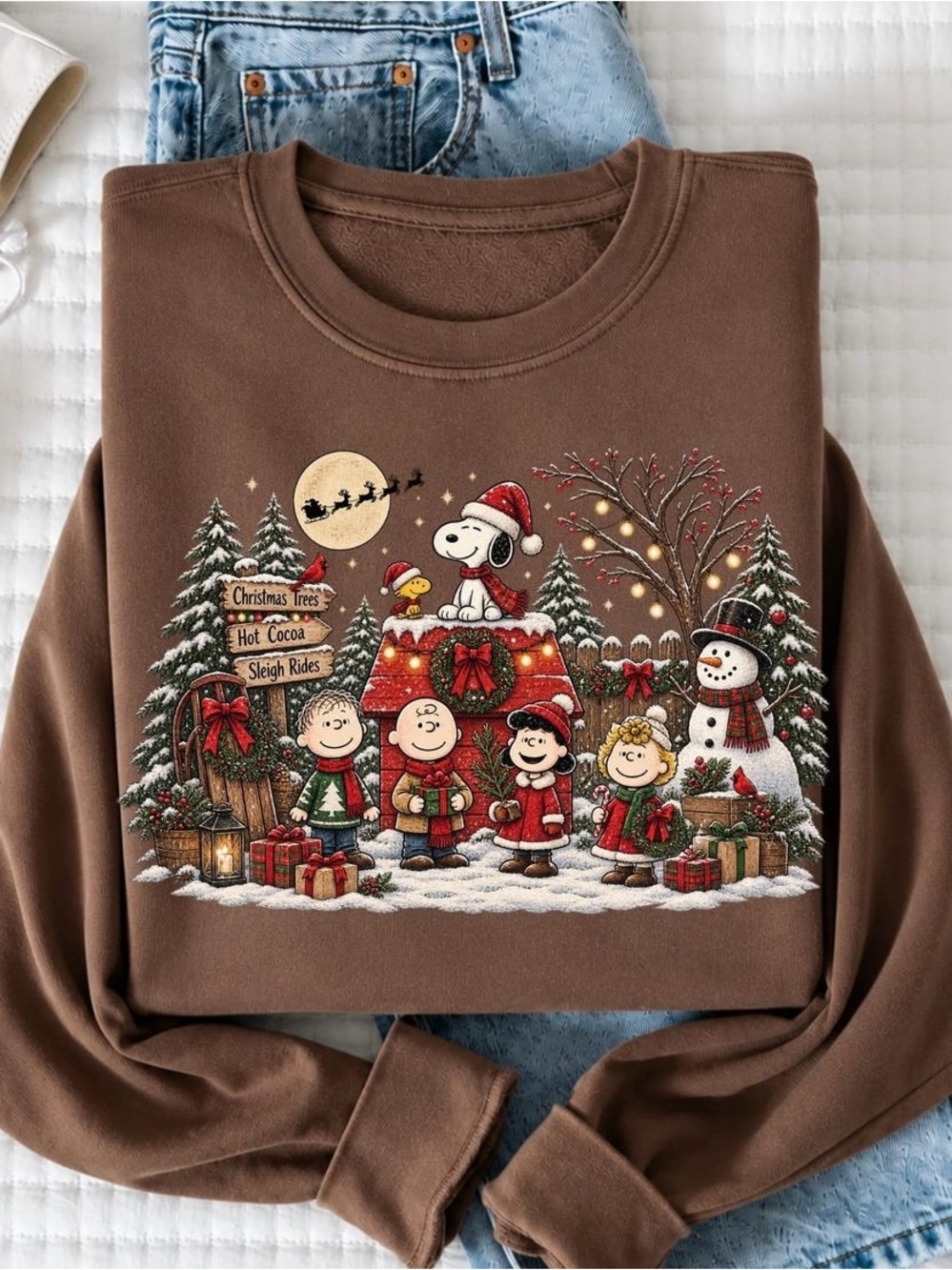 Snoopy And Friends Christmas Sweatshirt Charlie Brown Holiday Crewneck